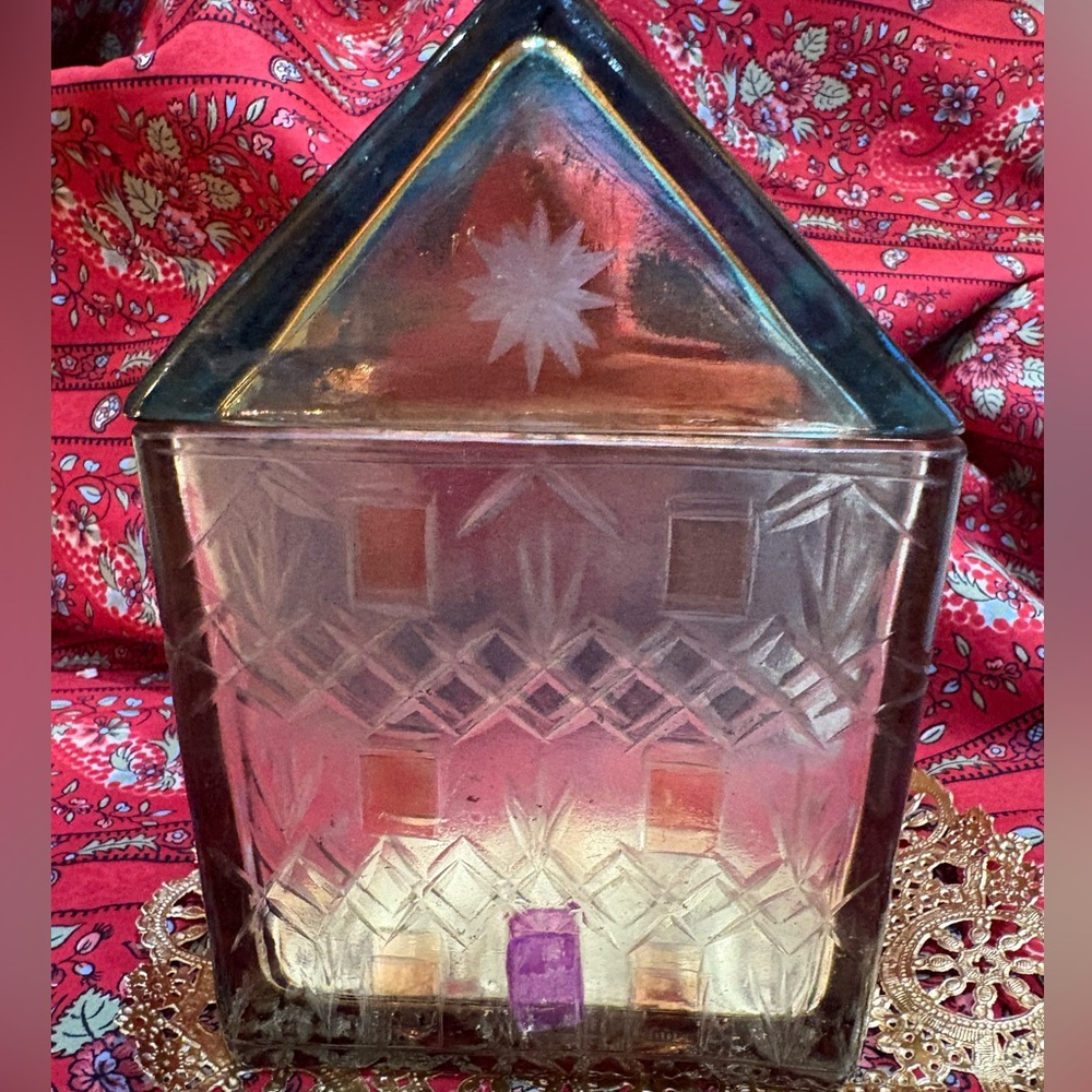 Anthropologie Empty Candle 🕯️ Holder Snowflake ❄️ House Cut Glass Jar